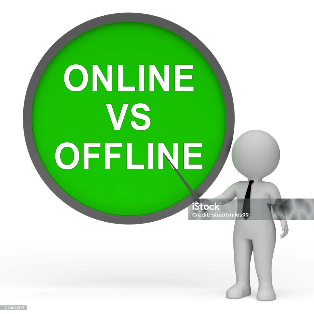 Image showing "online Vs offline classes."